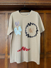 VARIOUS COLOURS GLITTERS ON CROISSANT COLOUR T-SHIRT (SIZE M REGULAR FIT)