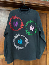 SO MANY COLOURS GLITTER ON WASHED BLACK LONG SLEEVE T-SHIRT (OVERSIZE FIT)