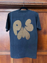 BRONZE FRONT & BACK GLITTER VERY SPARKLY ON WASHED BLACK T-SHIRT (SIZE XS REGULAR FIT)