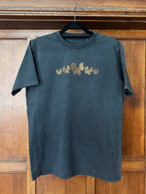 BRONZE FRONT & BACK GLITTER VERY SPARKLY ON WASHED BLACK T-SHIRT (SIZE XS REGULAR FIT)