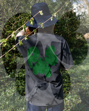 DEEP GREEN ON WASHED BLACK T-SHIRT (FRONT AND BACK PRINT - REGULAR FIT)