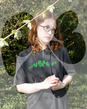 DEEP GREEN ON WASHED BLACK T-SHIRT (FRONT AND BACK PRINT - REGULAR FIT)