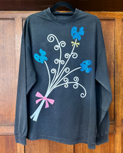 Big Sparkly Bouquet — Washed Black Long Sleeve
